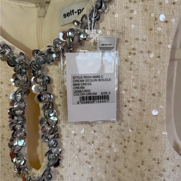 Self-Portrait White Mini Dress with Silver Accents - Picture 2 of 2